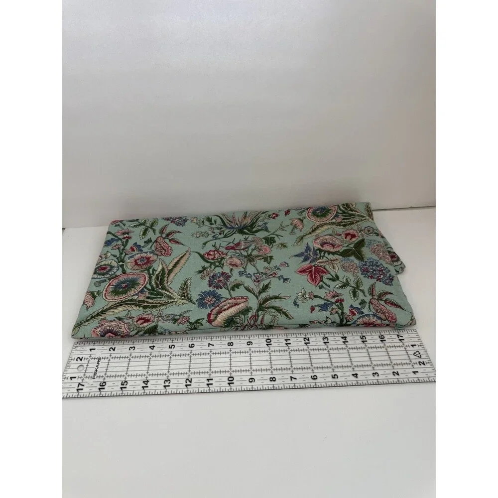Pottery Barn Botanical Floral Pillow Cover 18x18 Aqua Cottagecore Cotton Linen